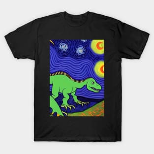 LONG NECKED GREEN DINOSAUR VAN GOGH STYLE T-Shirt